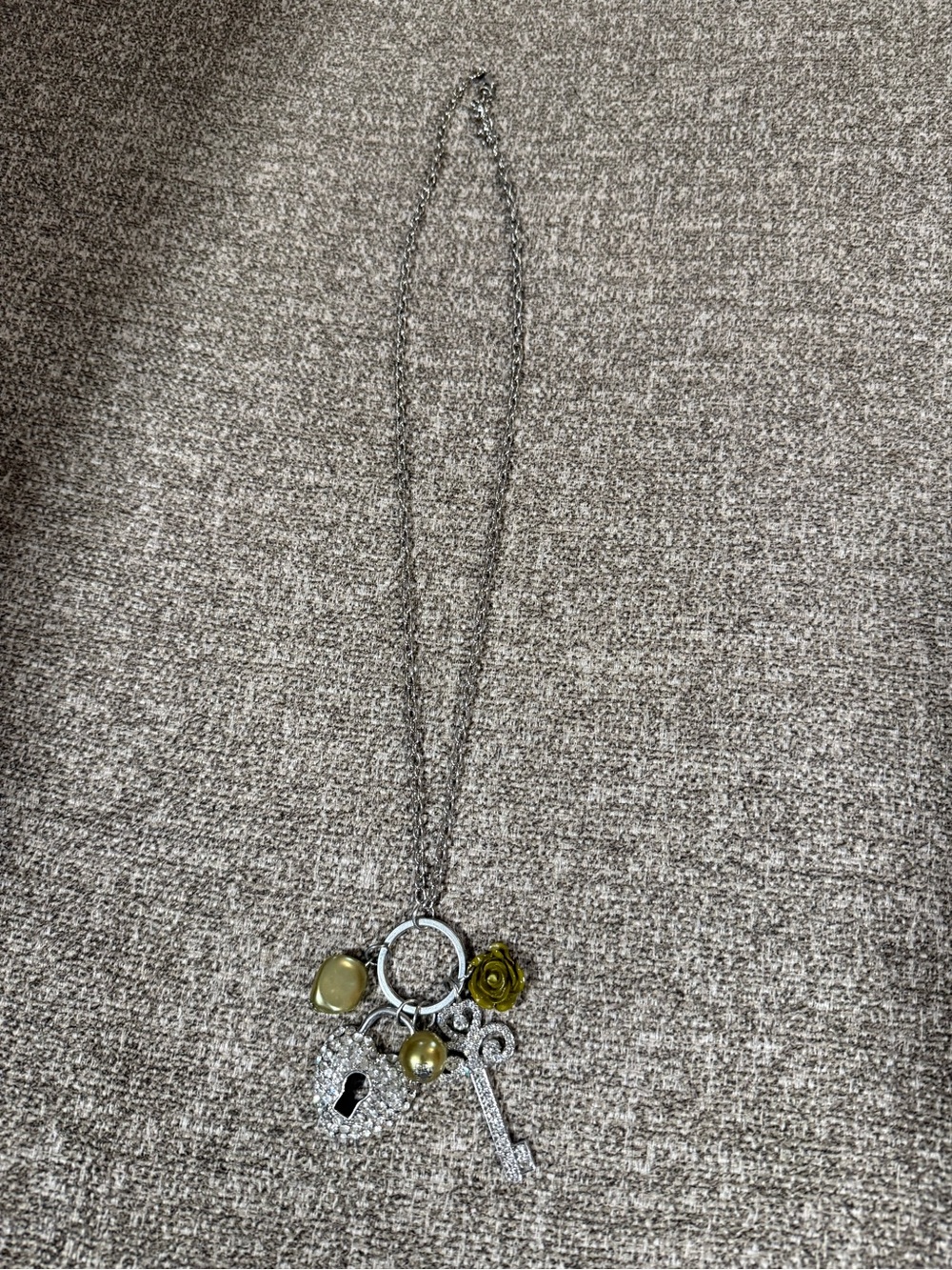 Silver & Green Charm Necklace
